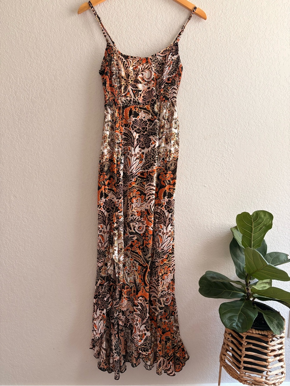 Free People Intimately Forever Yours Dress Floral Paisley Smocked Maxi Dress XS - Picture 6 of 9
